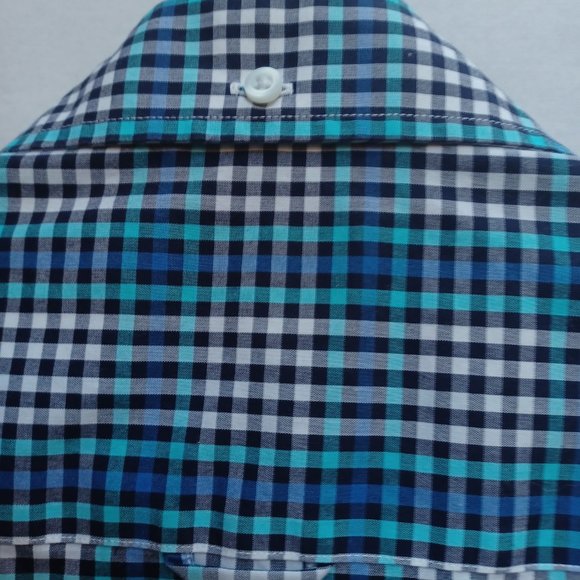 Nordstrom Short Sleeve Button Down Shirt,  Blue, White, Black Check, Size L - Picture 7 of 8